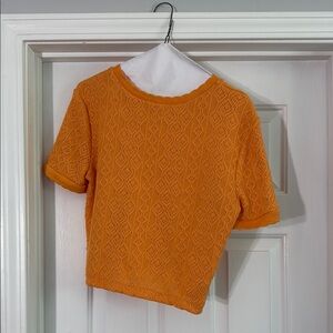 Zara Orange Lace Knit Top